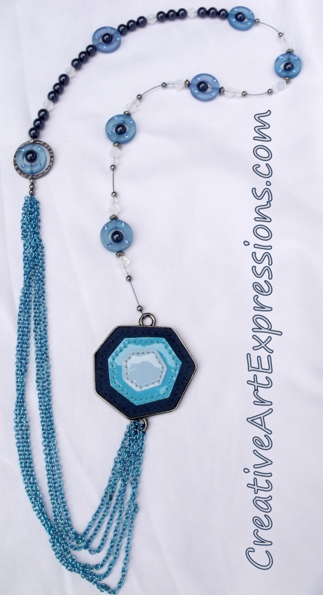 Creative Art Expressions Handmade Blue Urban Chic 5 Strand Necklace & Earring Set Jewelry Design